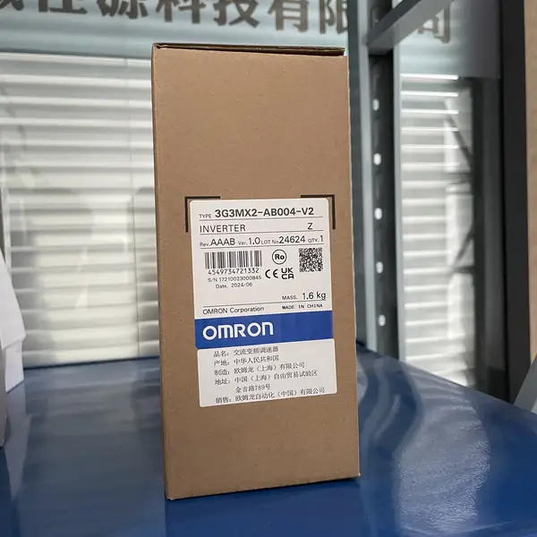 Omron 3G3MX2-AB004-V2 MX2 inverter — front face with digital operator showing 0.4kW rating