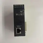 Omron CJ1W-ETN21 — black front face showing ETN21 type label, RUN / ERC / SD / RD / LNK and 100M / ERH / TCP / FTP / HOST LED bank, UNIT No. / NODE No. rotary switches, and the 100BASE-TX / 10BASE-T RJ45 Ethernet port