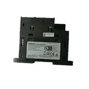 Omron CP1H-X40DR-A — bottom face showing the AC power terminals, ground terminal, the built-in USB mini-B programming port, and the slot for a CP1W option board