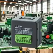Omron CP1W-MAB221 analog I/O option board — installed inside a CP1L-EM CPU's option-board slot 2, with the front panel of the CPU shown open and the option-board's terminal block visible on the CPU front face