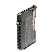Omron NX-OD4256 8-point PNP output unit — right-side label close-up showing the model number NX-OD4256 and the 8-point PNP / 0.5 A per point designation