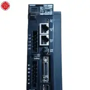 Omron R88D-KN04H-ECT-Z Accurax G5 servo drive — front view showing the 40 × 175 × 130 mm chassis with the EtherCAT IN and OUT RJ-45 ports, the 7-segment status display, the motor power connector (U/V/W/PE), and the Safe Torque Off (STO) connector at the bottom