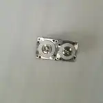 Omron R88M-K20030H-S2 servo motor — face-down view showing two motors with keyed shafts protruding from the square mounting flange, ready for coupling attachment